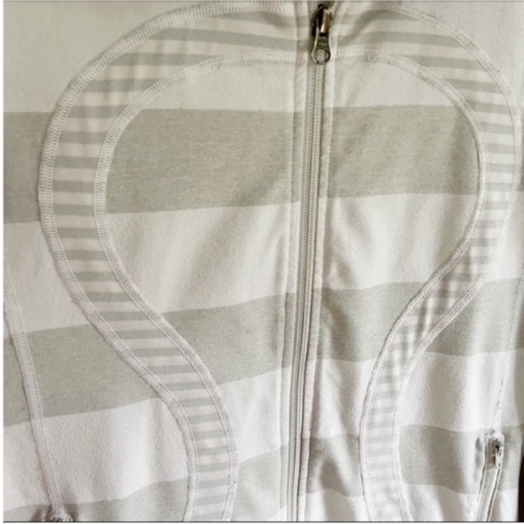Lululemon Stride jacket white silver spoon wide multi stripe zip up - Picture 4 of 9